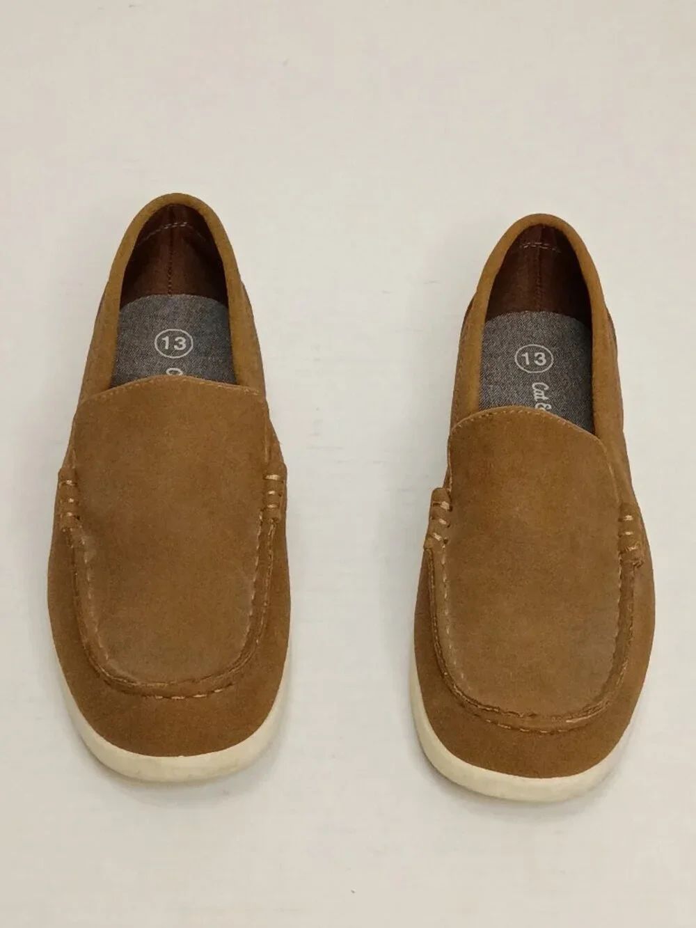 Cat & Jack Boys Alden Faux Suede Slip-On Loafers Size 13 Cognac